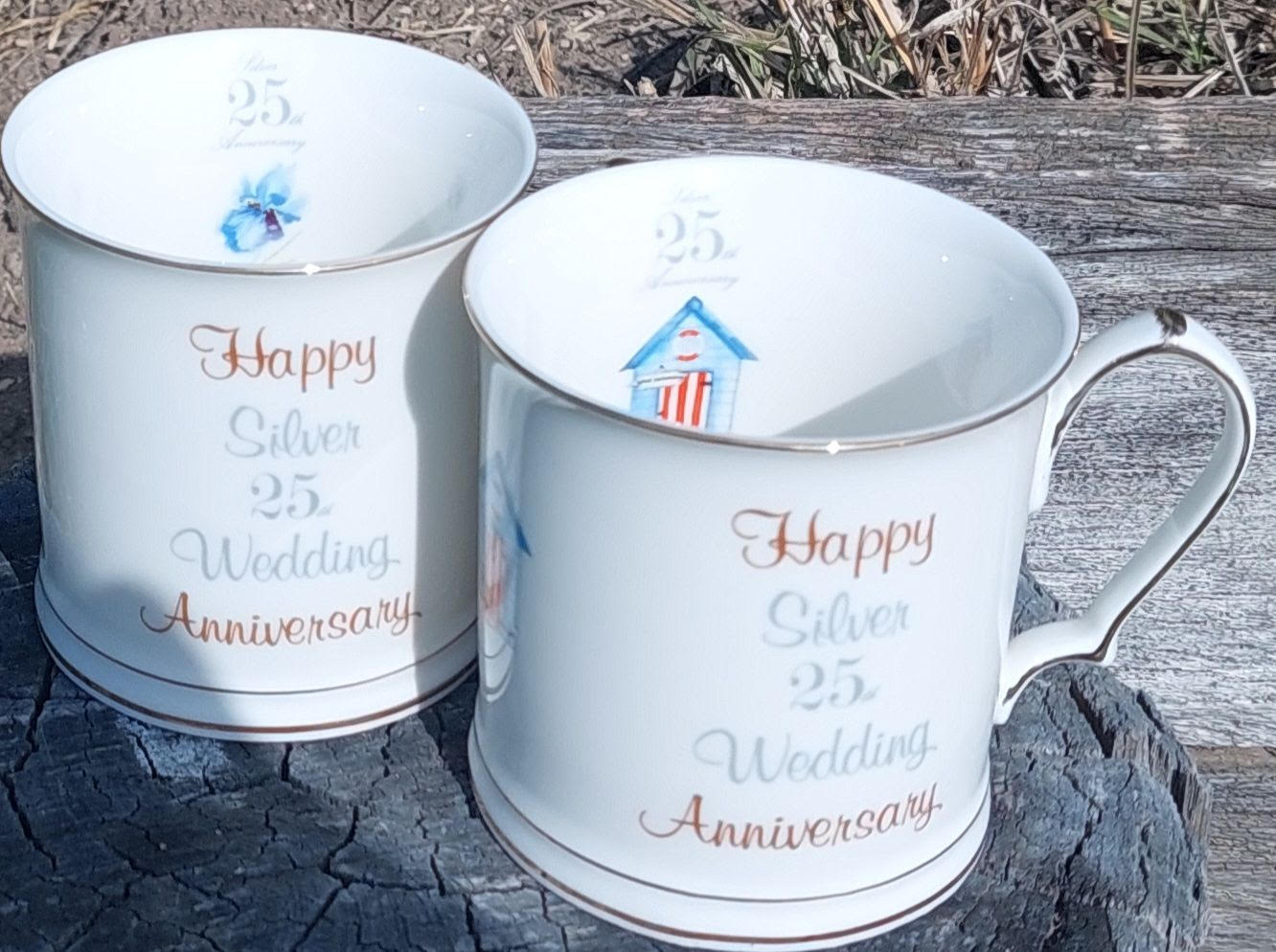 25th Silver Anniversary his & her 2 tankard set (Custom)