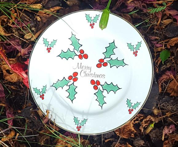 Holly Display plate Merry Christmas (custom)