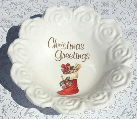 Red Stocking Bowl Christmas Greetings (Custom)