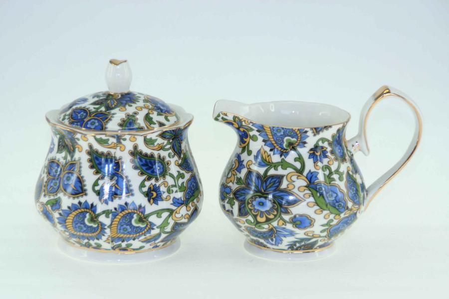 Paisley Blue Sugar & Creamer Set