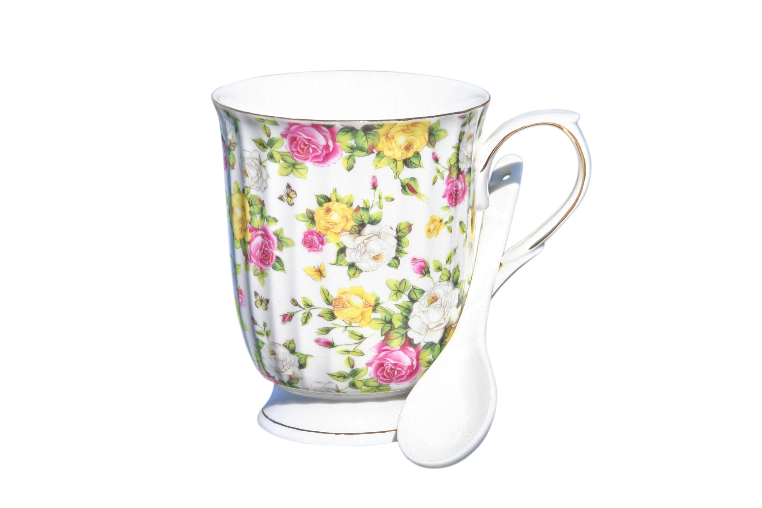 Large Beaker w/spoon Garden Bouquet