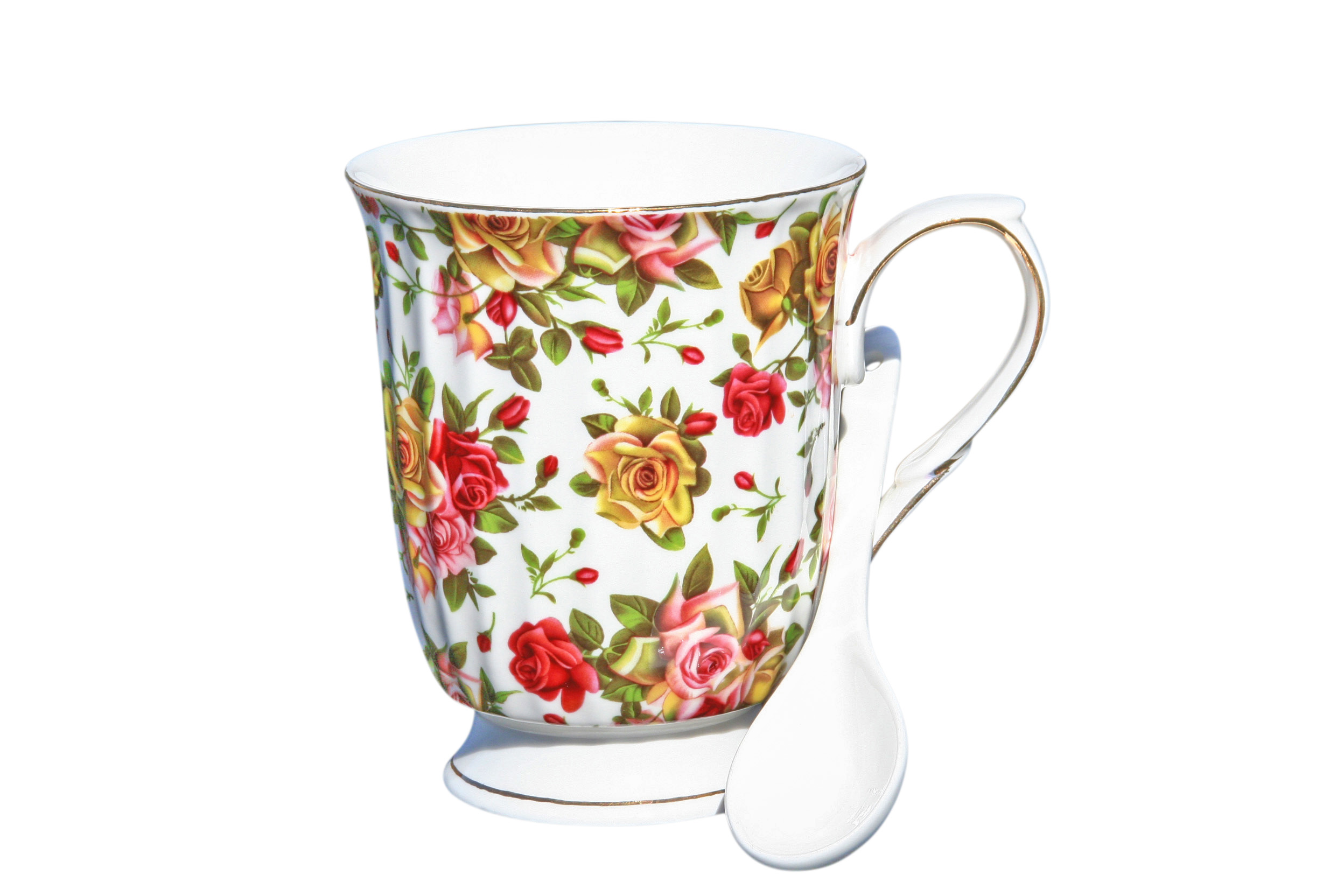 Large Beaker w/spoon Vintage Roses