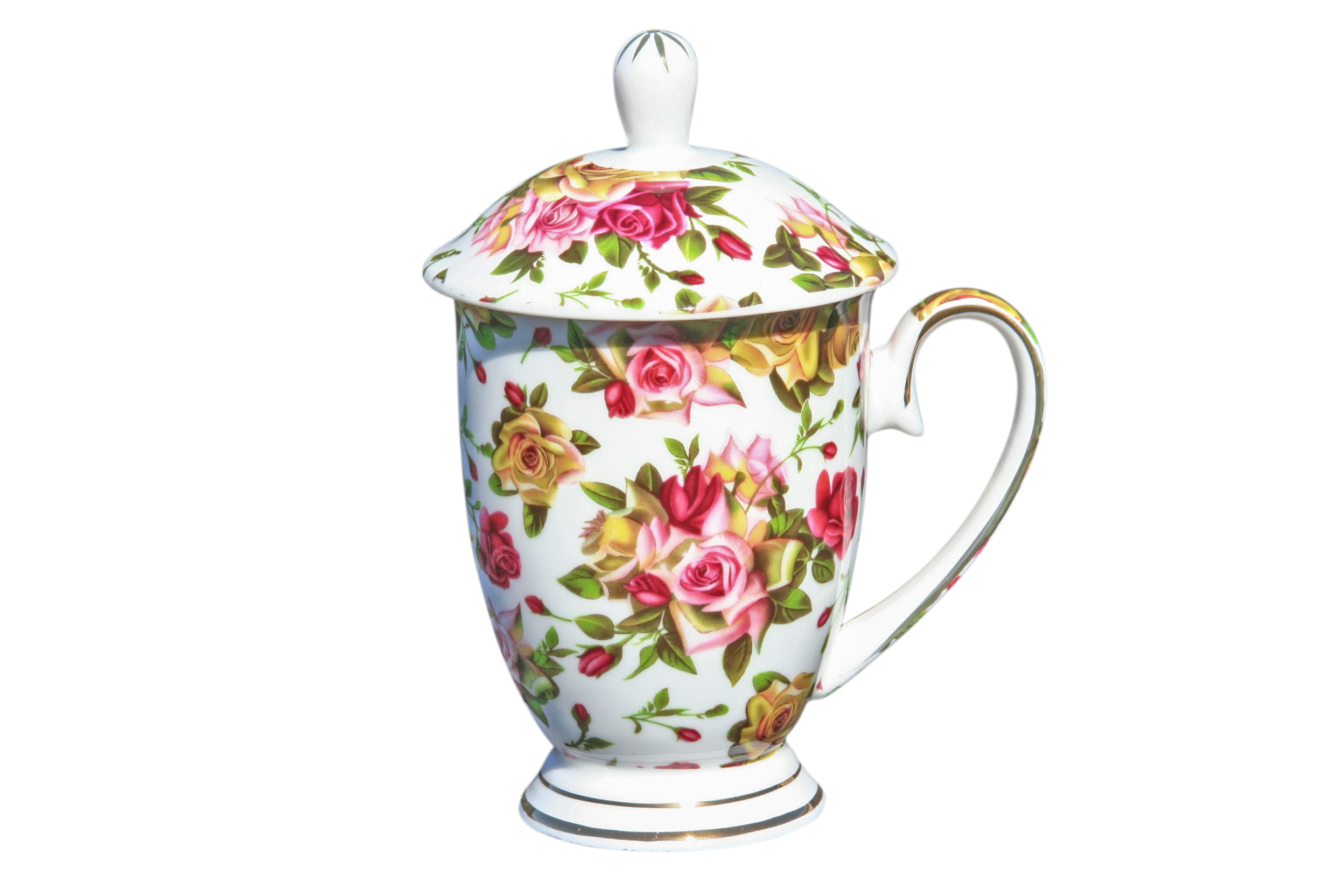 Beaker with Lid Vintage Roses