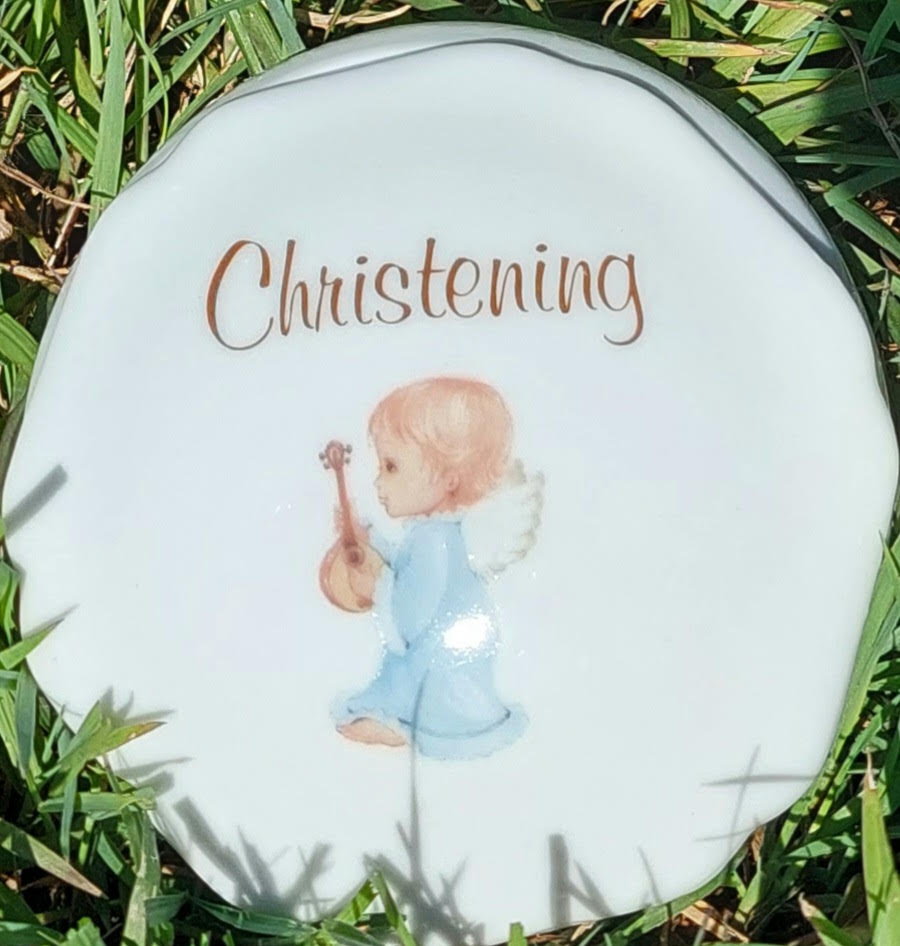 Christening Angel Boy Trinket Box