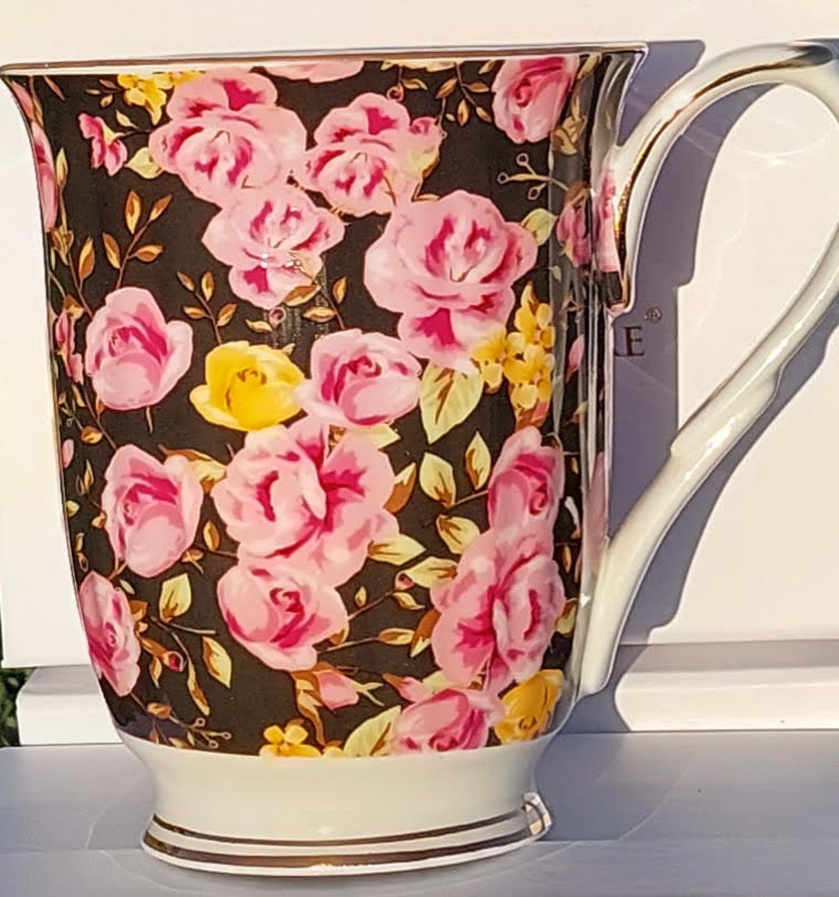 Midnight Rose Garden Chintz Beaker