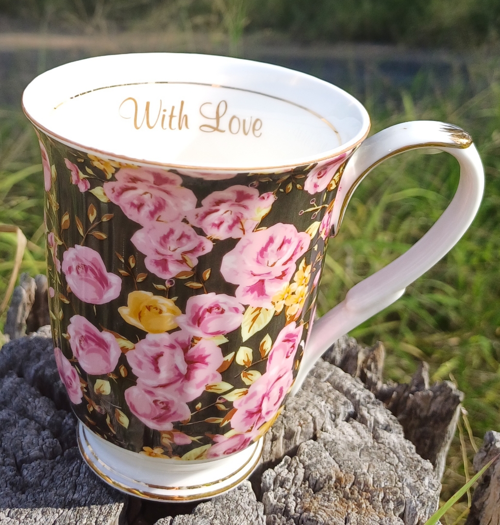Midnight Rose With Love Chintz Beaker (Custom)