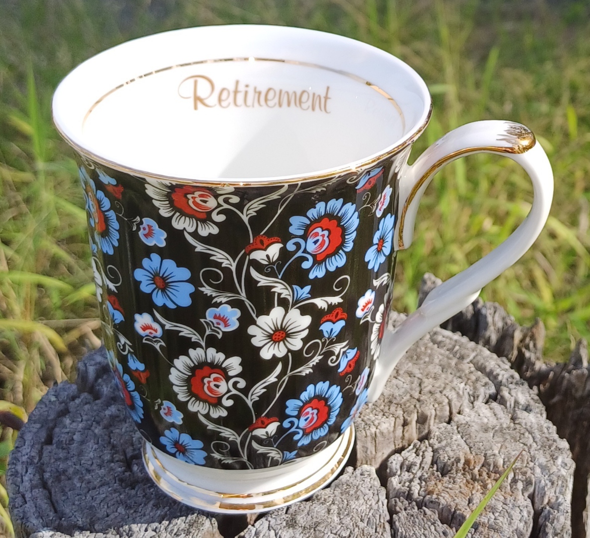 Royal Blue Chintz beaker Retirement Custom